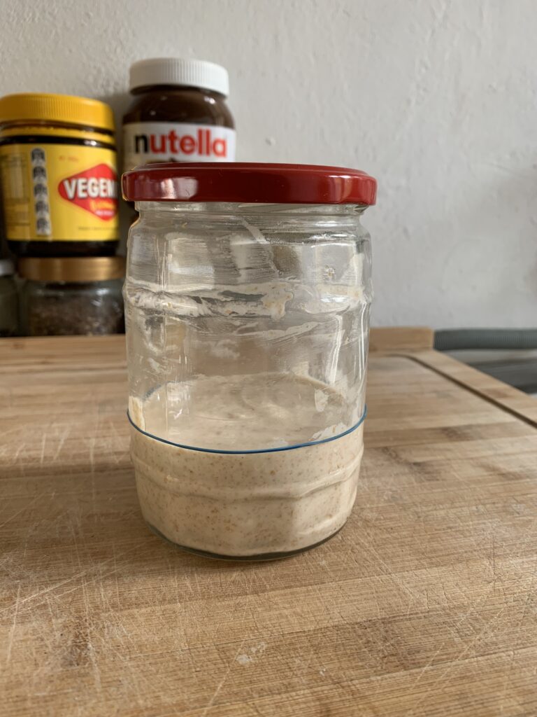 Day 6 sourdough starter, new jar, no activity